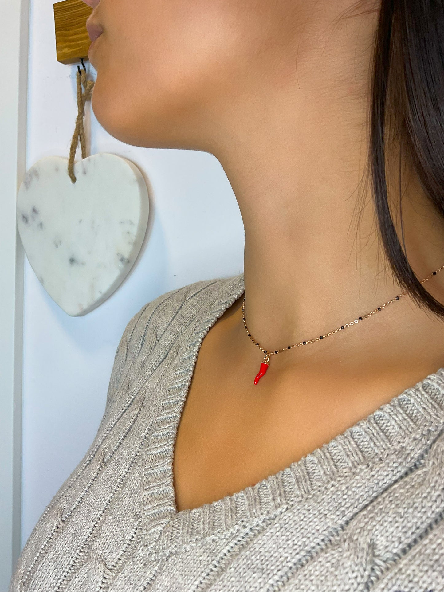 Collana in argento rosé "CORNETTO"