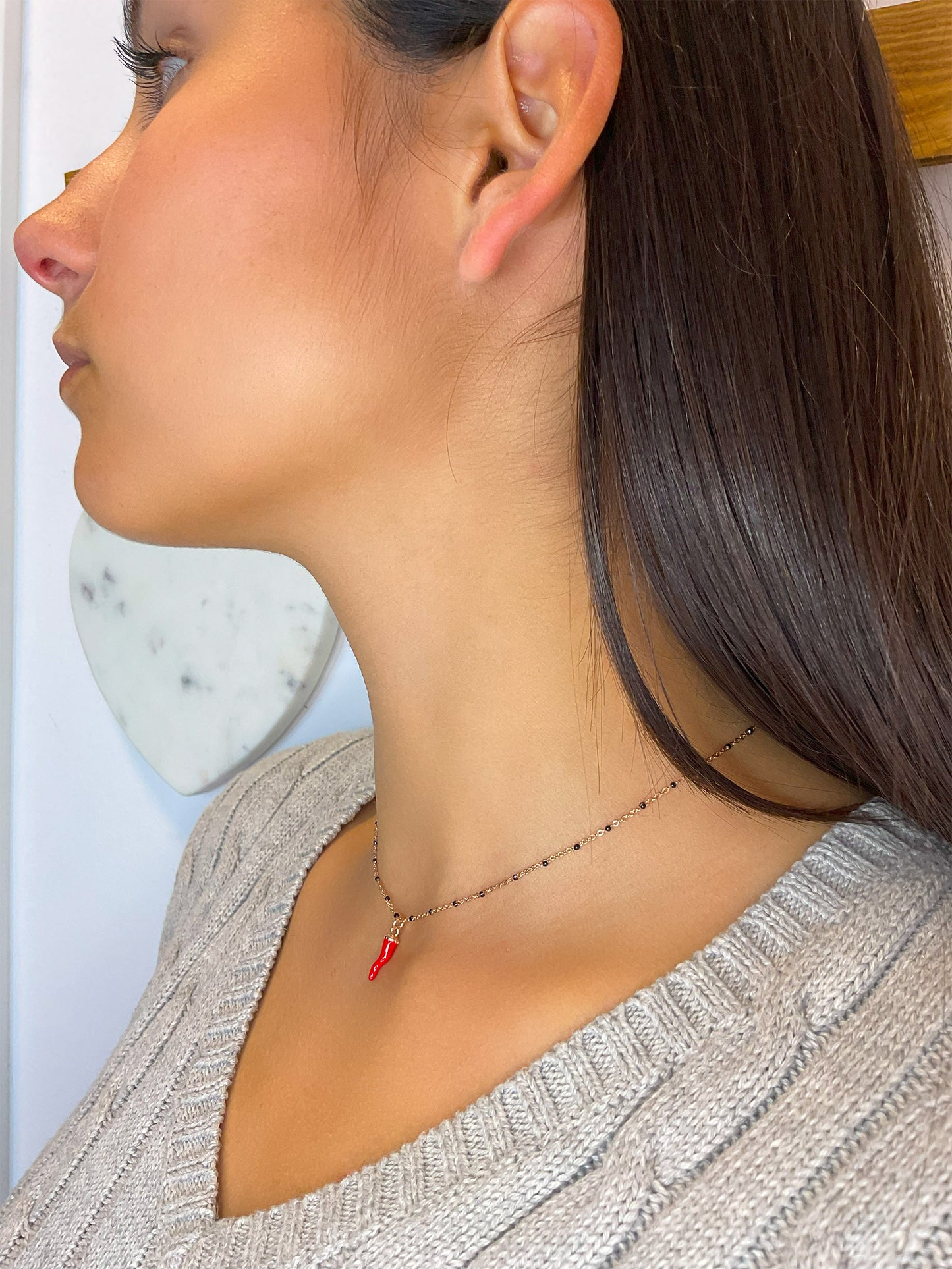 Collana in argento rosé "CORNETTO"