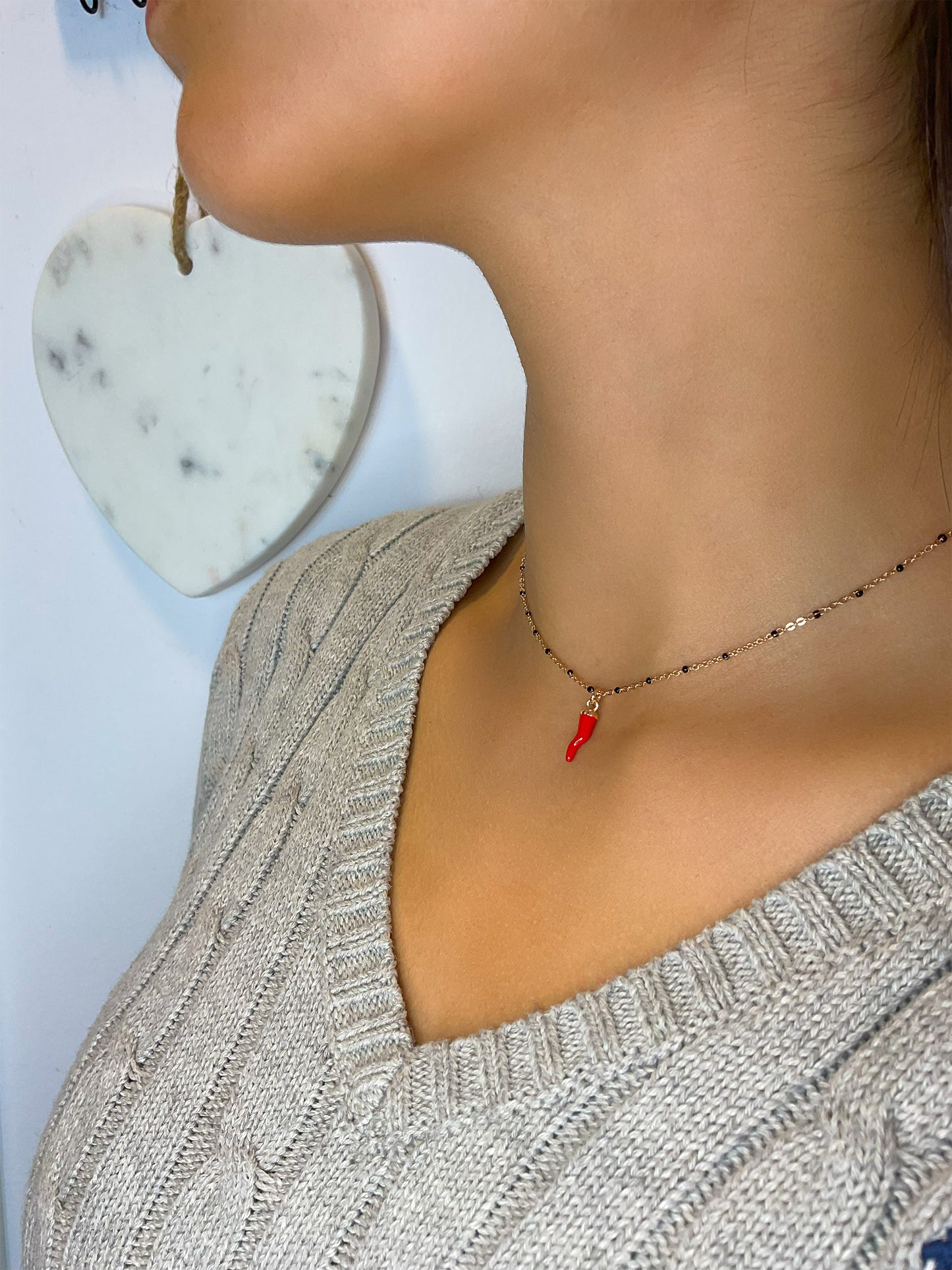 Collana in argento rosé "CORNETTO"