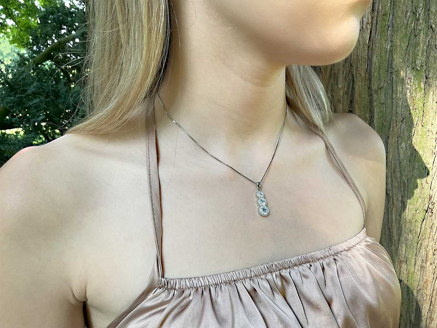 Collana pendente trilogy con incastonatura zirconata