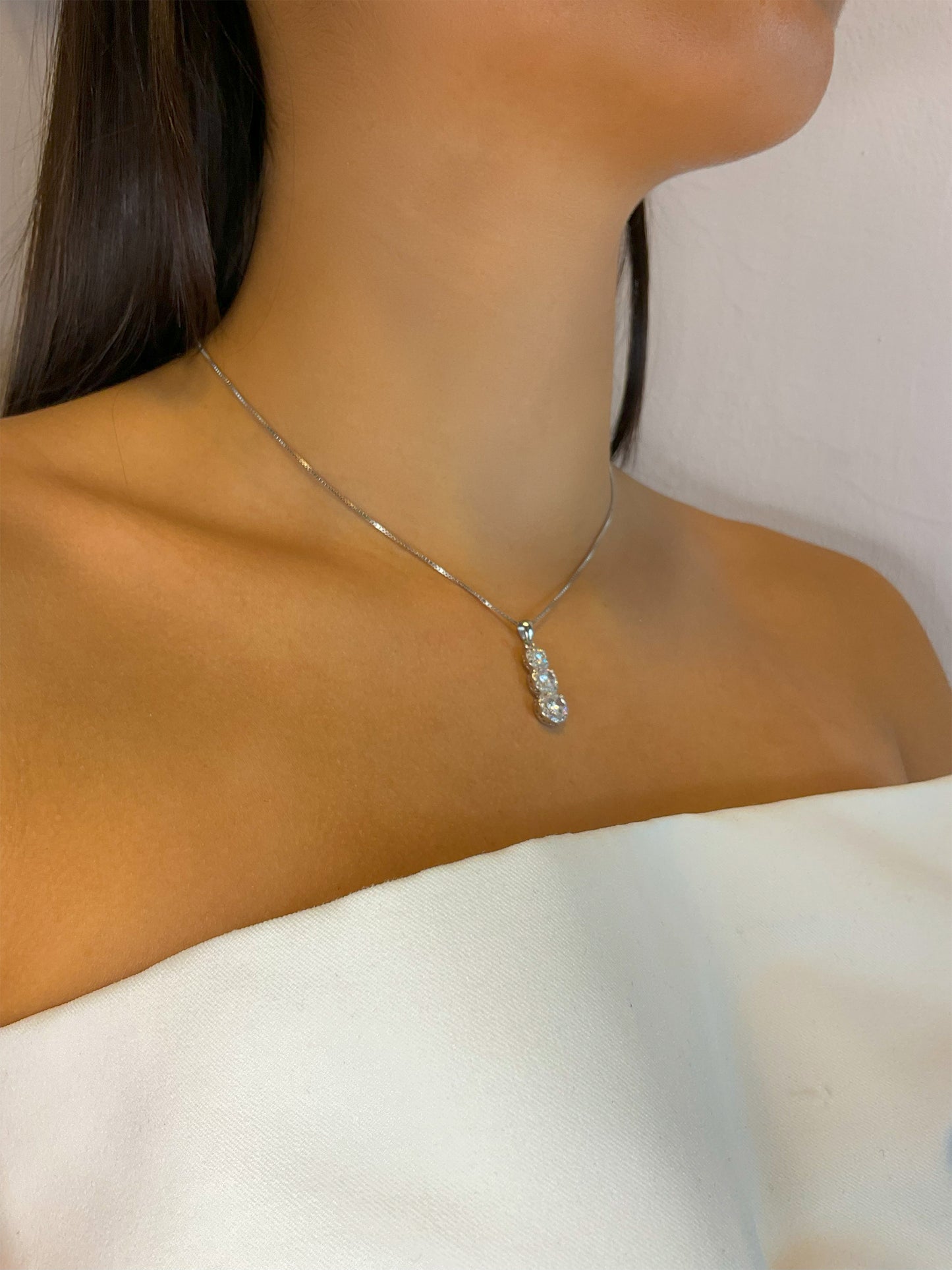 Collana pendente trilogy con incastonatura zirconata