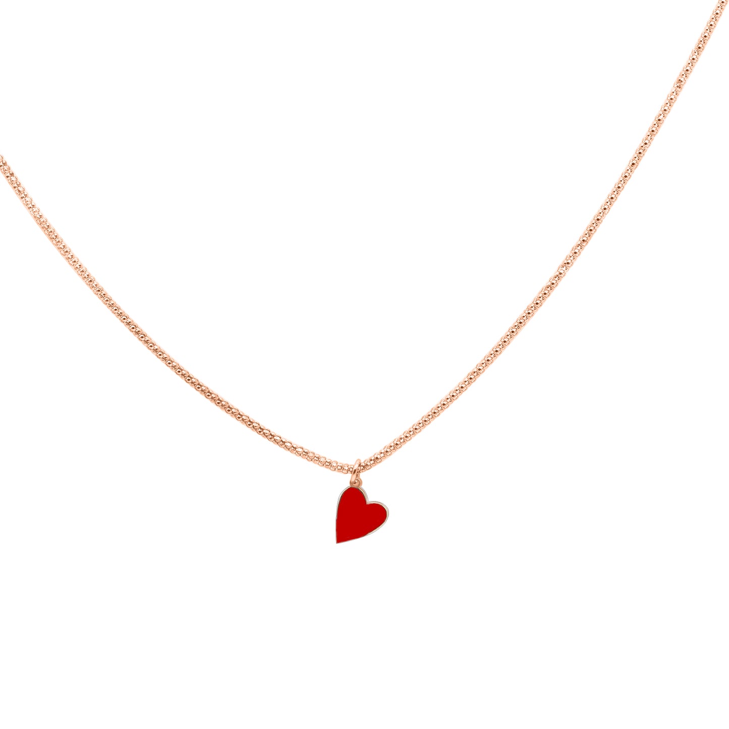 Collana rosé  con pendente cuore rosso