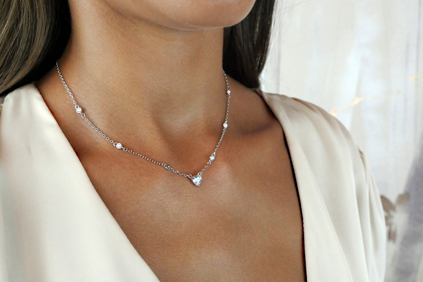 Collana con pendente zircone a cuore