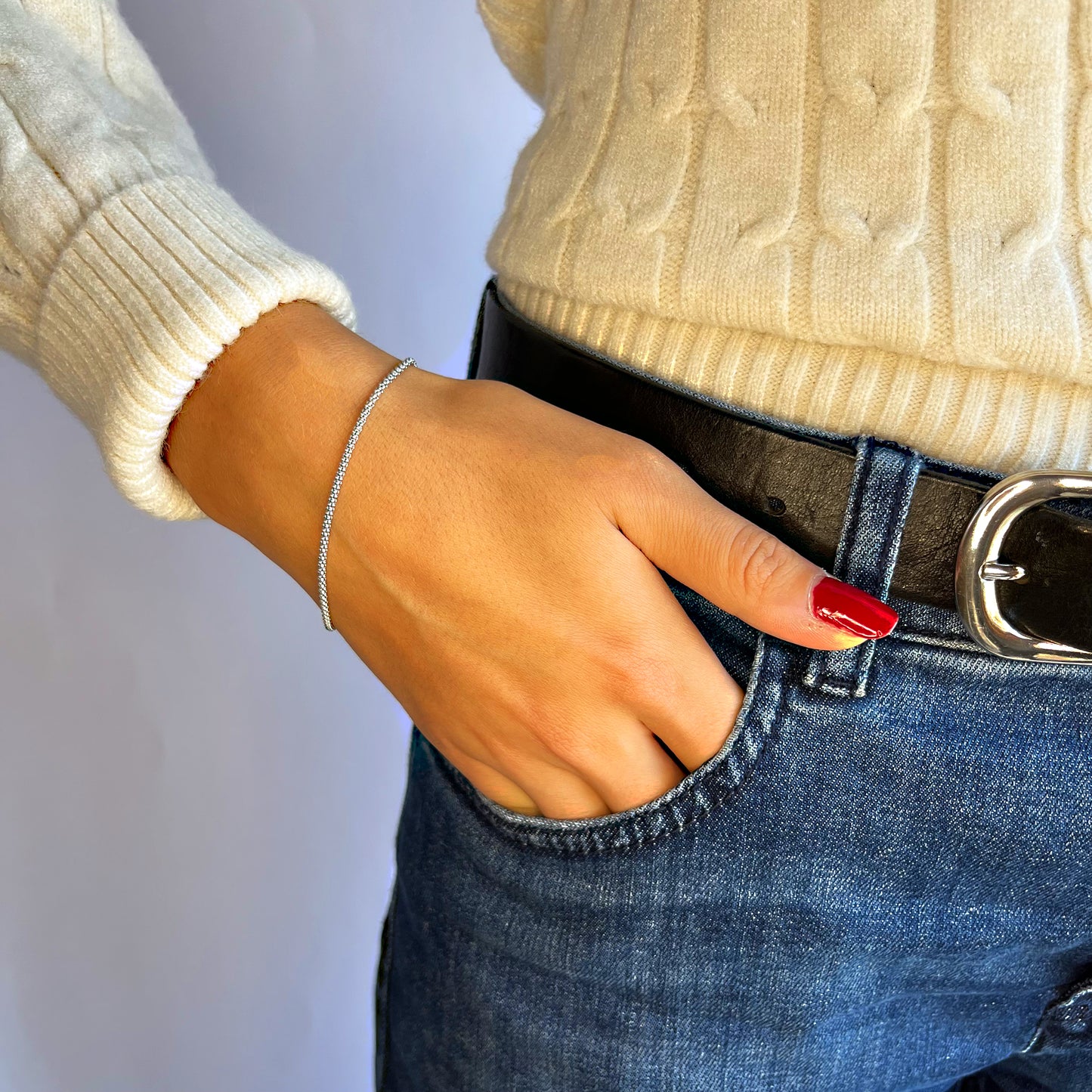 Bracciale a maglia lavorata sottile